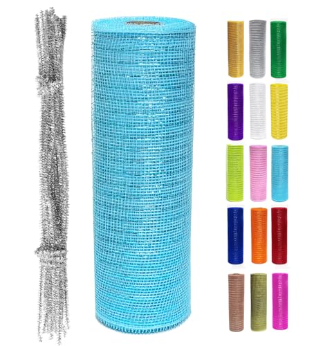 Deko-Mesh-Band, Rolle, 25,4 cm x 9,1 m, für Weihnachtsbaum, Kränze, Girlanden, Urlaubsdekorationen, Glitzerfolie, Geschenkverpackung, Handwerk, Blau Deko-Mesh-Band, Rolle, 25,4 cm x 9,1 m, für Weihnachtsbaum, Kränze, Girlanden, Urlaubsdekorationen, Glitzerfolie, Geschenkverpackung, Handwerk, Blau von MEDIANER