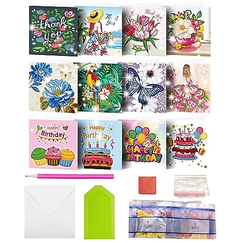 MEDOYOH 12er-Set DIY Diamond Painting Grußkarten mit Umschlag, Diamantmalerei Blanko Kunstkarten für Geburtstag Muttertag Weihnachten Jubiläum Erntedankfest, Geburtstag 04 MEDOYOH 12er-Set DIY Diamond Painting Grußkarten mit Umschlag, Diamantmalerei Blanko Kunstkarten für Geburtstag Muttertag Weihnachten Jubiläum Erntedankfest, Geburtstag 04 von MEDOYOH