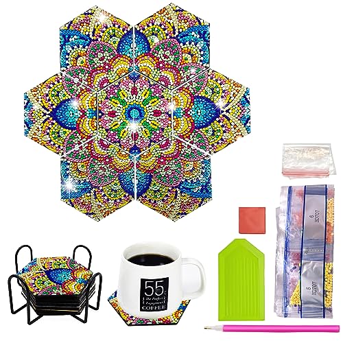 MEDOYOH 7 Stück Diamond Painting Untersetzer mit Halter, Diamant Kunst Untersetzer DIY Diamond Painting Sechseckige Tasse Matte für Erwachsene Kinder Basteln Liebhaber, Mandala Untersetzer 702 MEDOYOH 7 Stück Diamond Painting Untersetzer mit Halter, Diamant Kunst Untersetzer DIY Diamond Painting Sechseckige Tasse Matte für Erwachsene Kinder Basteln Liebhaber, Mandala Untersetzer 702 von MEDOYOH