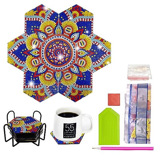 MEDOYOH 7 Stück Diamond Painting Untersetzer Mit Halter, Diamant Kunst DIY Sechseckige Tasse Matte für Erwachsene Kinder Basteln Liebhaber, Mandala 703 MEDOYOH 7 Stück Diamond Painting Untersetzer Mit Halter, Diamant Kunst DIY Sechseckige Tasse Matte für Erwachsene Kinder Basteln Liebhaber, Mandala 703 von MEDOYOH