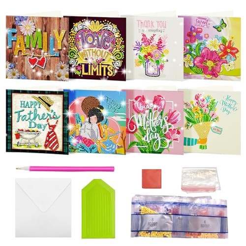 MEDOYOH 8er-Set DIY Diamond Painting Grußkarten mit Umschlag, Diamantmalerei Blanko Kunstkarten für Geburtstag Muttertag Weihnachten Jubiläum Erntedankfest, Familie 05 MEDOYOH 8er-Set DIY Diamond Painting Grußkarten mit Umschlag, Diamantmalerei Blanko Kunstkarten für Geburtstag Muttertag Weihnachten Jubiläum Erntedankfest, Familie 05 von MEDOYOH
