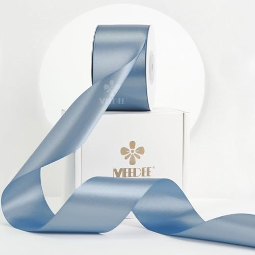 MEEDEE Dusty Blue Satinband 5,1 cm Dusty Blue Ribbon Lux Satin Double Faced Ribbon by 22 Yards Seidenband Satinband für Geschenkverpackungen, Satin-Hochzeiten, Blumenstrauß, Urlaubsdekoration MEEDEE Dusty Blue Satinband 5,1 cm Dusty Blue Ribbon Lux Satin Double Faced Ribbon by 22 Yards Seidenband Satinband für Geschenkverpackungen, Satin-Hochzeiten, Blumenstrauß, Urlaubsdekoration von MEEDEE