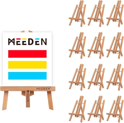 MEEDEN 12 Stück Tischstaffelei Holz, 30 cm Display Staffeleien, Kinder Staffelei Tisch, Bild Ständer Massives Buchenholz, Klappbar und Platzsparend, Hält Leinwände bis zu 25 cm von MEEDEN