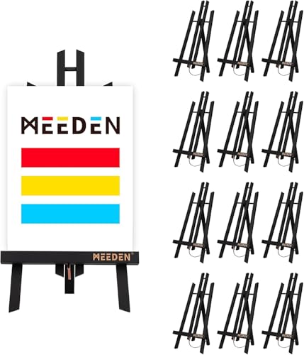 MEEDEN 12 Stück Tischstaffelei Holz, 40 CM Display Staffeleien, Kinder Staffelei Tisch, Bild Ständer Massives Kiefernholz, Klappbar und Platzsparend, Hält Leinwände bis zu 35 CM,Schwarz MEEDEN 12 Stück Tischstaffelei Holz, 40 CM Display Staffeleien, Kinder Staffelei Tisch, Bild Ständer Massives Kiefernholz, Klappbar und Platzsparend, Hält Leinwände bis zu 35 CM,Schwarz von MEEDEN