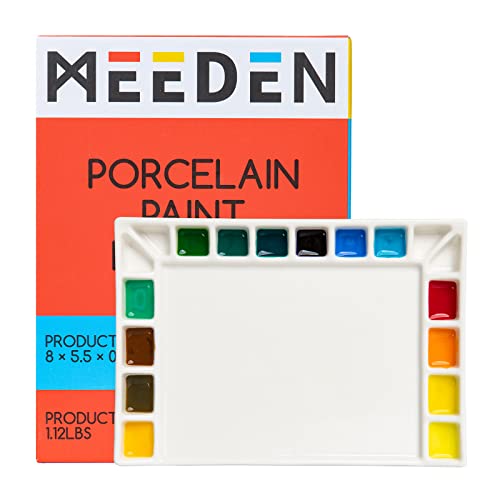 MEEDEN 18-Well Ceramic Artist Paint Palette, Mischen von Porzellan Aquarell Palette für Aquarell Gouache Acryl Ölgemälde, Rechteck 8 von x5-1/2-Zoll von MEEDEN