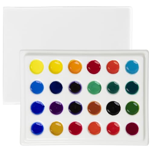 MEEDEN 24-Well Keramik Aquarell Palette mit Deckel,Porzellan Misch Künstler Palette 15 x 11 cm (6 x 4,5 Zoll) für Künstler Aquarell Gouache Malerei von MEEDEN