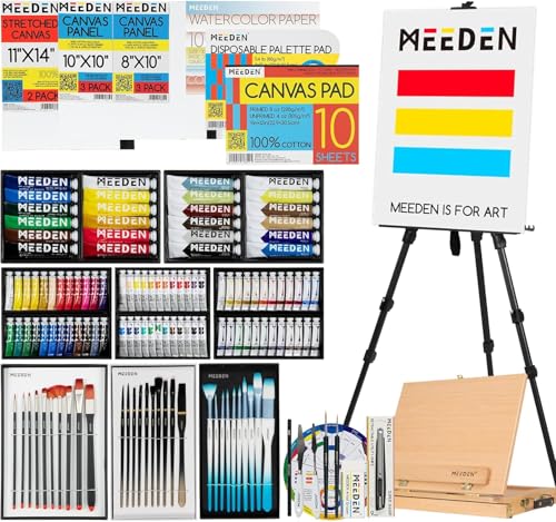 MEEDEN Acryl-Malset mit Staffelei: 60-teiliges Kunstbedarfs-Malset mit Tischplatte MEEDEN Acryl-Malset mit Staffelei: 60-teiliges Kunstbedarfs-Malset mit Tischplatte von MEEDEN