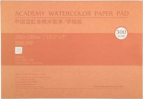 MEEDEN Aquarellpapier Baumwolle: 20 Blatt Watercolor Paper 300g/m² - Glatt 26 x 18 CM - Säurefrei Aquarellblock Malblock DIN A5 Acrylpapier Zeichenpapier für Aquarell Gouache Künstler Kinder von MEEDEN