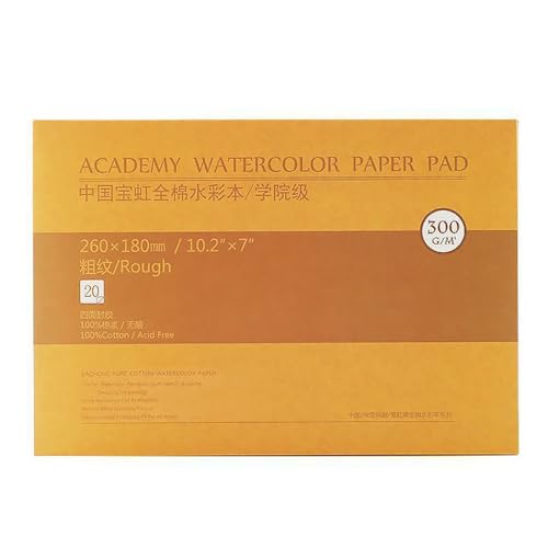 MEEDEN Aquarellpapier Baumwolle: 20 Blatt Watercolor Paper 300g/m² - Rau 26 x 18 CM - Säurefrei Aquarellblock Malblock DIN A5 Aquarell Skizzenbuch für Aquarell Gouache Künstler Kinder von MEEDEN