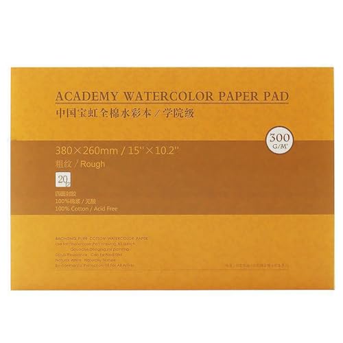 MEEDEN Aquarellpapier Baumwolle: 20 Blatt Watercolor Paper 300g/m² - Rau 38 x 26 CM - Säurefrei Aquarellblock Malblock DIN A3 Aquarell Skizzenbuch für Aquarell Gouache Künstler Kinder von MEEDEN