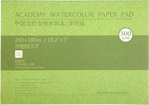 MEEDEN Aquarellpapier Baumwolle: 20 Blatt Watercolor Paper 300g/m² - Halbrau 26 x 18 CM - Säurefrei Aquarellblock Malblock DIN A5 Aquarell Skizzenbuch für Aquarell Gouache Künstler Kinder von MEEDEN