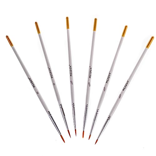 MEEDEN Feine Pinsel Set - 6 Pcs Miniatur Detail Kunstpinsel für feine Details & Kunstmalerei - Acryl, Aquarell, Öl - Malen nach Zahlen Miniaturen Modellbau Flugzeugbausätze Nagel von MEEDEN