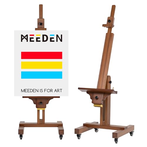MEEDEN Extra große Staffelei aus massivem Buchenholz, Künstlerstudio-Staffelei, professionelle Kunststaffelei für Erwachsene – verstellbare, bewegliche neigbare Malstaffelei für Leinwand bis zu 180cm von MEEDEN
