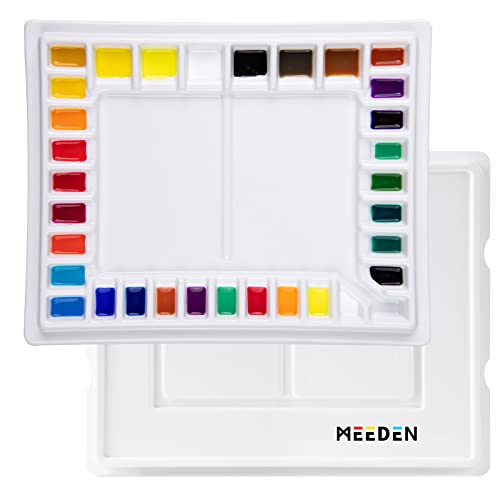 MEEDEN Groß Keramik Mischpalette, 33 Löchern und Kunststoffabdeckun,Aquarellfarben Porzellan Palette für Gouache Malerei, Ölgemälde, Acry Malerei, 34×27cm von MEEDEN