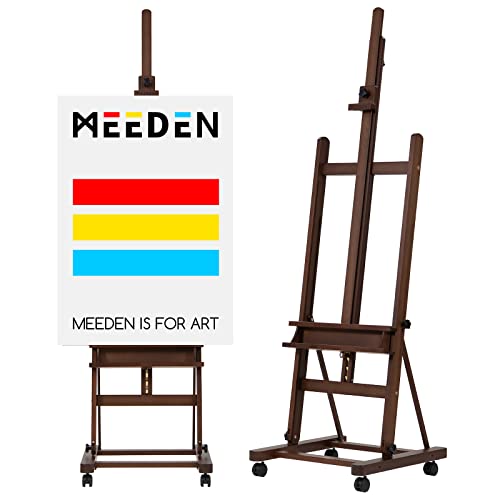 MEEDEN Groß Staffelei Holz H Fuß, Künstler Staffelei Höhenverstellbar 190-370 cm, Hält Leinwände bis zu 236 cm, Studio Künstler Staffelei mit Ablagefach und 4 Rädern MEEDEN Groß Staffelei Holz H Fuß, Künstler Staffelei Höhenverstellbar 190-370 cm, Hält Leinwände bis zu 236 cm, Studio Künstler Staffelei mit Ablagefach und 4 Rädern von MEEDEN