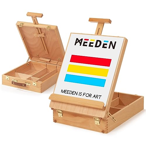 MEEDEN Große Studio Skizzenkasten Staffelei, Verstellbare Tischstaffelei aus massivem Buchenholz, Kunstbedarf-Aufbewahrungskasten mit Fächern für Pastelle, Bleistifte, Pinsel, Max. Leinwand 71,1cm MEEDEN Große Studio Skizzenkasten Staffelei, Verstellbare Tischstaffelei aus massivem Buchenholz, Kunstbedarf-Aufbewahrungskasten mit Fächern für Pastelle, Bleistifte, Pinsel, Max. Leinwand 71,1cm von MEEDEN
