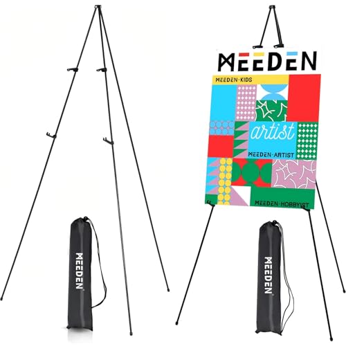 MEEDEN Staffelei aus Stahl, faltbar, 160 cm, hoch, verstellbar Staffelei mit Tasche für Hochzeit, Schilder, Präsentationen, Poster und Kunstausstellungen, hält 2,3 kg von MEEDEN