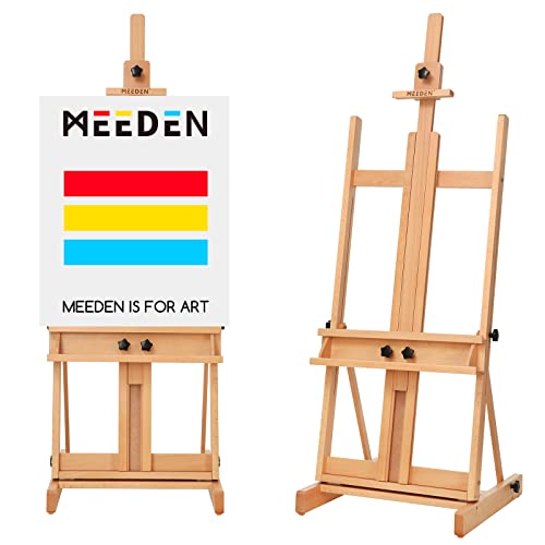 MEEDEN Klassische Künstler Staffelei,H-Rahmen Staffelei Massivem Buchenholz,Stabile Studio Boden Staffelei,Holz Malstaffelei für Öl,Acryl,Skizzieren,Pastellmalerei,Leinwandkunst bis 196 cm (77 Zoll) von MEEDEN