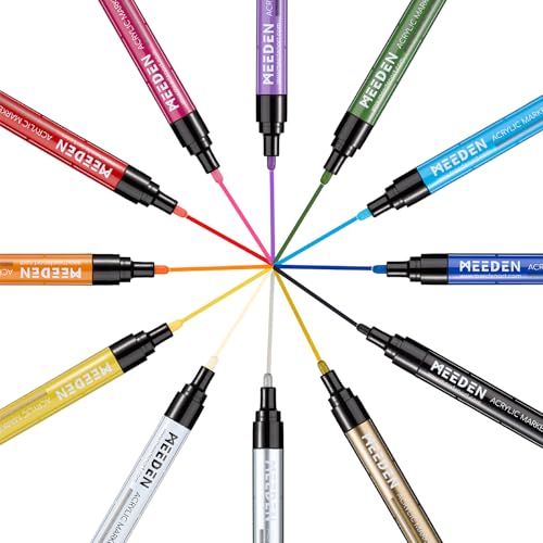 MEEDEN Künstler-Acryl-Marker-Set: 12 Farben, zum Ausdrücken drücken, mit wendbarer mittlerer und feiner Spitze, Kunstbedarf für professionelle Künstler, Studenten, Erwachsene, Architekten, Lehrer MEEDEN Künstler-Acryl-Marker-Set: 12 Farben, zum Ausdrücken drücken, mit wendbarer mittlerer und feiner Spitze, Kunstbedarf für professionelle Künstler, Studenten, Erwachsene, Architekten, Lehrer von MEEDEN