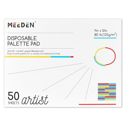 MEEDEN Künstler Palettenpapier Pad: 22,9 x 30,5 cm, 50 Blatt (36,3 kg/120 g/m²) Farbpalettenpapier-Einweg Mischpapier für Acryl, Aquarell, Ölmalerei von MEEDEN