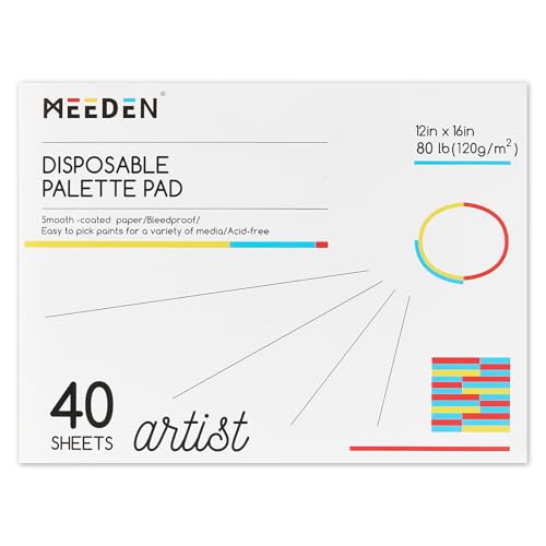 MEEDEN Künstler Palettenpapier Pad: 30,5 x 40,6 cm, 40 Blatt (120 g/m²) Farbpalettenpapier-Einweg Farbmischpapier für Acryl, Aquarell, Ölmalerei von MEEDEN