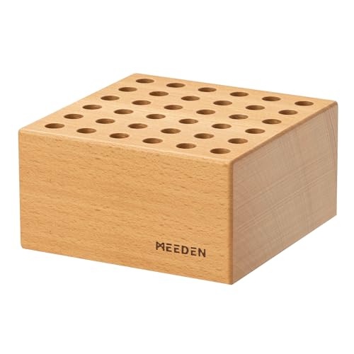 MEEDEN Stifte- und Pinselhalter aus Buchenholz: 36 Löcher Pinsel-Aufbewahrungs-Organizer & Halter Rack – Holzblock Bleistifthalter für Pinsel, Stifte und Kunstwerkzeuge – Pinselhalter von MEEDEN