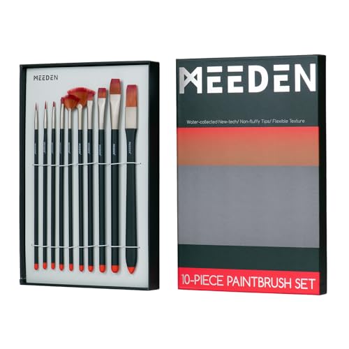 MEEDEN Malen10 pcs Pinsel Set, Professional Acrylic Paint Brushes with Storage Box for Artist, Adults, Kids, Soft Nylon Hair Art Painting Brushes Kit for Acrylic Watercolor Oil Gouache Painting von MEEDEN