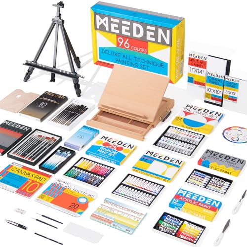 MEEDEN Malset für Erwachsene & Kinder: 151-teiliges Premium Maler Set mit Tischstaffelei & Pinsel & Palette, Painting Set mit Acrylic Gouache Öl Watercolor Farben von MEEDEN