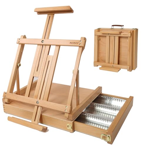 MEEDEN Skizzenkasten Tischstaffelei mit Metallschublade - Verstellbare Staffelei & Skizzenbox aus massivem Buchenholz, Kunststaffelei mit Stauraum für oder Plein Air, hält Leinwände bis zu 86,4 cm MEEDEN Skizzenkasten Tischstaffelei mit Metallschublade - Verstellbare Staffelei & Skizzenbox aus massivem Buchenholz, Kunststaffelei mit Stauraum für oder Plein Air, hält Leinwände bis zu 86,4 cm von MEEDEN