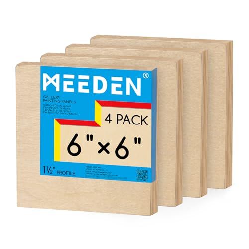MEEDEN Unlackierte Holz-Leinwandtafel: 3,8 cm tief, 15,2 x 15,2 cm, Holz-Leinwand, 4 Stück – Blanko-Holz-Kunsttafel zum Malen MEEDEN Unlackierte Holz-Leinwandtafel: 3,8 cm tief, 15,2 x 15,2 cm, Holz-Leinwand, 4 Stück – Blanko-Holz-Kunsttafel zum Malen von MEEDEN