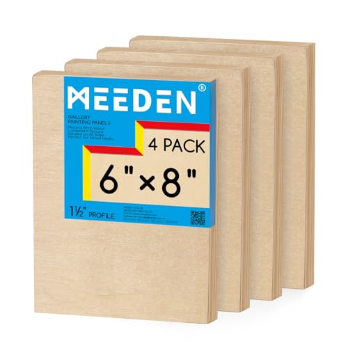 MEEDEN Unlackierte Holz-Leinwandtafel: 3,8 cm tief, 15,2 x 20,3 cm, Holz-Leinwand, 4 Stück – Blanko-Holz-Kunsttafel zum Malen MEEDEN Unlackierte Holz-Leinwandtafel: 3,8 cm tief, 15,2 x 20,3 cm, Holz-Leinwand, 4 Stück – Blanko-Holz-Kunsttafel zum Malen von MEEDEN