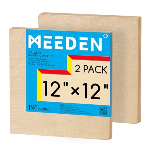 MEEDEN Unlackierte Holz-Leinwandtafel: 3,8 cm tief, 30,5 x 30,5 cm, Holz-Leinwand, 2 Stück – Blanko-Holz-Kunsttafel zum Malen MEEDEN Unlackierte Holz-Leinwandtafel: 3,8 cm tief, 30,5 x 30,5 cm, Holz-Leinwand, 2 Stück – Blanko-Holz-Kunsttafel zum Malen von MEEDEN