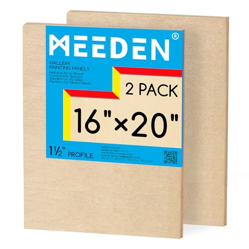 MEEDEN Unlackierte Holz-Leinwandtafel: 3,8 cm tief, 40,6 x 50,8 cm, Holz-Leinwand, 2 Stück – Blanko-Holz-Kunsttafel zum Malen MEEDEN Unlackierte Holz-Leinwandtafel: 3,8 cm tief, 40,6 x 50,8 cm, Holz-Leinwand, 2 Stück – Blanko-Holz-Kunsttafel zum Malen von MEEDEN