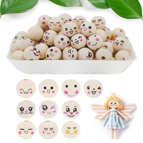 MEETGIFT 100 Stück 10 Stile Holzperlen Mit Gesicht Lächelndes Gesicht Kopf Perlen 20 Mm Mit Loch Für Crafting Sorgenwürmchen Holzkugeln Mit Gesicht Holzköpfe Für Sorgenwürmchen DIY-Bastelarbeiten MEETGIFT 100 Stück 10 Stile Holzperlen Mit Gesicht Lächelndes Gesicht Kopf Perlen 20 Mm Mit Loch Für Crafting Sorgenwürmchen Holzkugeln Mit Gesicht Holzköpfe Für Sorgenwürmchen DIY-Bastelarbeiten von MEETGIFT