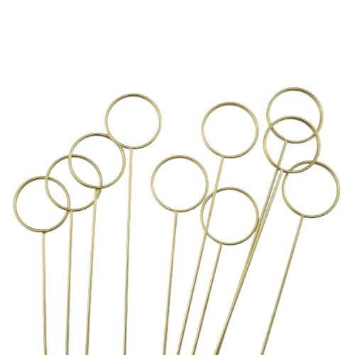 MEETOOT 30 x Blumen-Kartenhalter aus Metalldraht, 34 cm, Foto-Memo-Clips, runde Blumen-Dekor-Tags für Tischdekoration, Hochzeit, Babyparty, Party (Gold) von MEETOOT