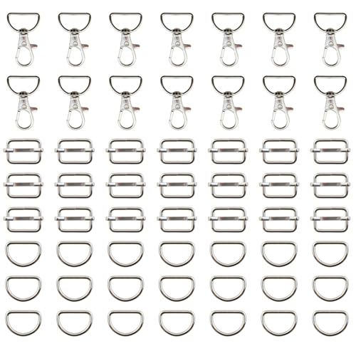 MEETOOT D-Ringe für Handtaschen, Hardware, Zubehör, Taschenherstellung, Verschlüsse (Silber, 25 mm), 56 Stück von MEETOOT