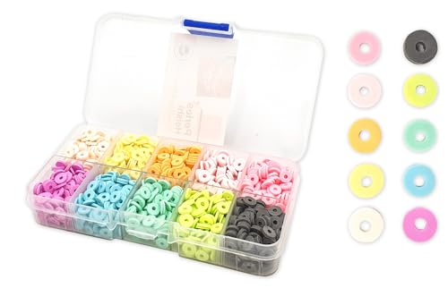 Heishi flache Perlen, 10 Pastellfarben, 1500 Stück Heishi flache Perlen, 10 Pastellfarben, 1500 Stück von MÉGACRÉA