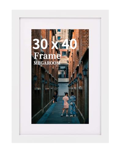 MEGAROOM 30x40 Holz Bilderrahmen - Fotorahmen für 30x40 cm Druck - Bilderrahmen mit Klar Plexiglas Front - Wandmontage zum Aufhängen im Hoch- oder Querformat (Weiß) von MEGAROOM