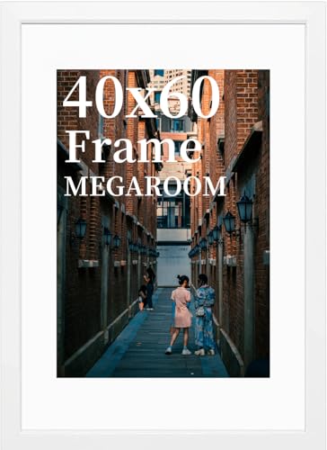 MEGAROOM 40x60 Holz Bilderrahmen - Fotorahmen für 40x60 cm Druck - Bilderrahmen mit Klar Plexiglas Front - Wandmontage zum Aufhängen im Hoch- oder Querformat (Weiß) von MEGAROOM