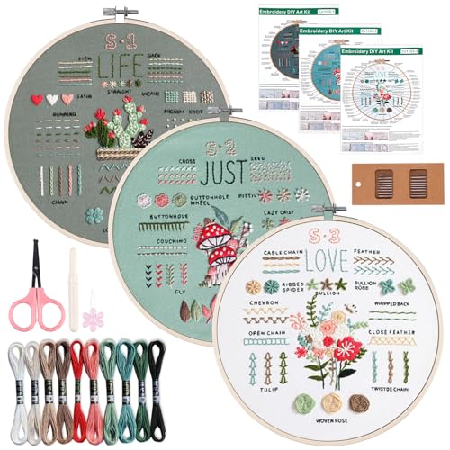 MEGYAD 3 Sets Embroidery Kit: Sticken Set Anfänger Stickerei Set Stickerei Set Pflanzen Stickset Sticken für Anfänger DIY Handgemachte Kreuzstich Set für Handwerk MEGYAD 3 Sets Embroidery Kit: Sticken Set Anfänger Stickerei Set Stickerei Set Pflanzen Stickset Sticken für Anfänger DIY Handgemachte Kreuzstich Set für Handwerk von MEGYAD