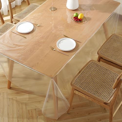 MEGYAD Transparente Tischdecke: 0,13mm wasserdichte Durchsichtige PVC Glasklare Tischfolie, 140x220cm Fettdichte Eckige Tischdecke für Küche Outdoor Tischschutz MEGYAD Transparente Tischdecke: 0,13mm wasserdichte Durchsichtige PVC Glasklare Tischfolie, 140x220cm Fettdichte Eckige Tischdecke für Küche Outdoor Tischschutz von MEGYAD