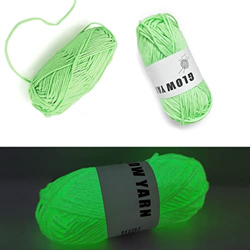 2 Rollen Leuchtgarn Polyester Glow in The Dark Garn, Leuchtgarn 2 mm für Handstricken, Kunst, DIY, Handwerk, 100 Meter (Hellgrün) von MEHMM