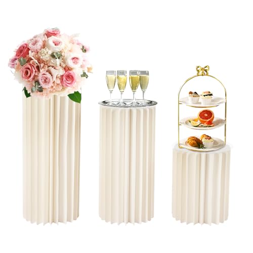 MEHOOSPVN 3 Pcs Hochzeit Karton Blumenständer Vasen, Faltbarer Tafelaufsatz aus Karton, zylinderförmige Blumenständer, Säulen-Display mit Acryldeckel, Dekoration für Hochzeit, Party, Garten Geburtstag MEHOOSPVN 3 Pcs Hochzeit Karton Blumenständer Vasen, Faltbarer Tafelaufsatz aus Karton, zylinderförmige Blumenständer, Säulen-Display mit Acryldeckel, Dekoration für Hochzeit, Party, Garten Geburtstag von MEHOOSPVN