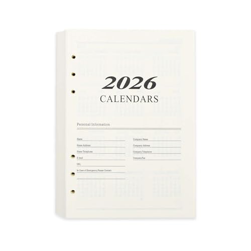 2025 6-Loch-Planer-Nachfüllpackungen, A5-Kalender-Nachfüllpackung, 6 Ringbucheinsätze, Seiten, lose Blätter, datiert, Tagesliniertes Papier für Tagebuch, Notizbuch, Organizer 2025 6-Loch-Planer-Nachfüllpackungen, A5-Kalender-Nachfüllpackung, 6 Ringbucheinsätze, Seiten, lose Blätter, datiert, Tagesliniertes Papier für Tagebuch, Notizbuch, Organizer von MEI YI TIAN