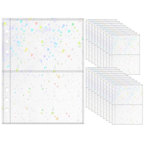 A5-Fotokarten-Hüllen, 20 Stück, 13 x 9,4 cm, 2 Taschen, Bildkarten-Einsätze, Blume, blinkend, transparent, PP-Fotoalbum, Nachfüllseiten für 6-Ringbücher (Blume blinkend, A5-2Pocket) von MEI YI TIAN