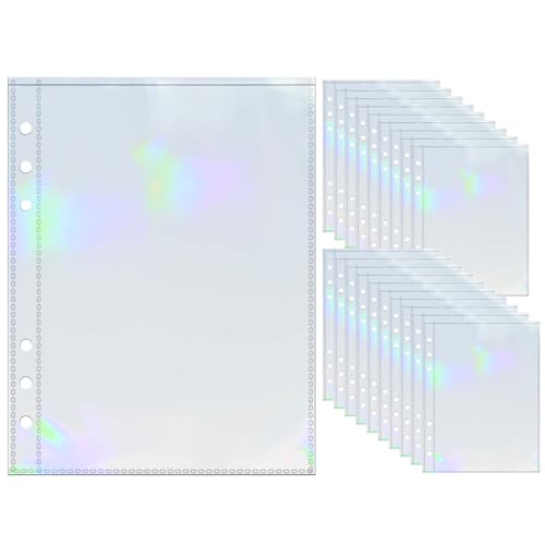 A5-Fotokartenhüllen, 20 Stück, 13,2 x 19,1 cm, 1 Tasche, Bildkarten-Einsätze, laserklar, PP-Fotoalbum, Nachfüllseiten für 6-Ringbücher (Laser, A5-1Pocket) von MEI YI TIAN