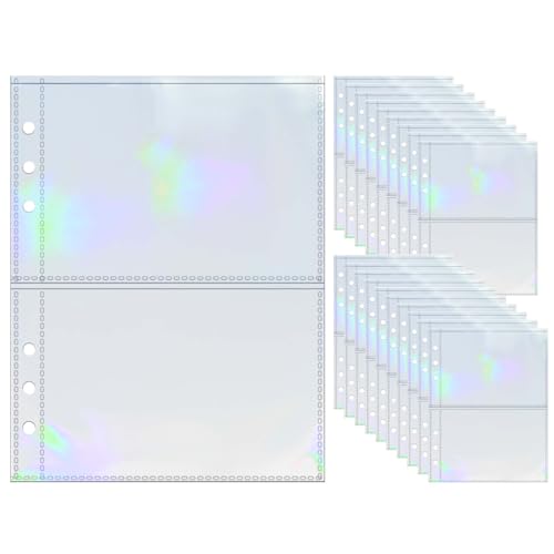 A5-Fotokartenhüllen, 20 Stück, 13,2 x 9,4 cm, 2 Taschen, Laserreiniger, PP-Fotoalbum, Nachfüllseiten für 6-Ringbücher (Laser, A5-2Pocket) von MEI YI TIAN