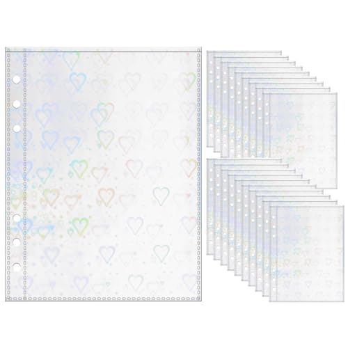 A5-Fotokartenhüllen, 20 Stück, 13 x 19 cm, 1 Tasche, Love, blinkend, transparente Bilderkarten-Einsätze, PP-Fotoalbum, Nachfüllseiten für 6-Ringbücher (Love Flashing, A5-1Pocket) von MEI YI TIAN