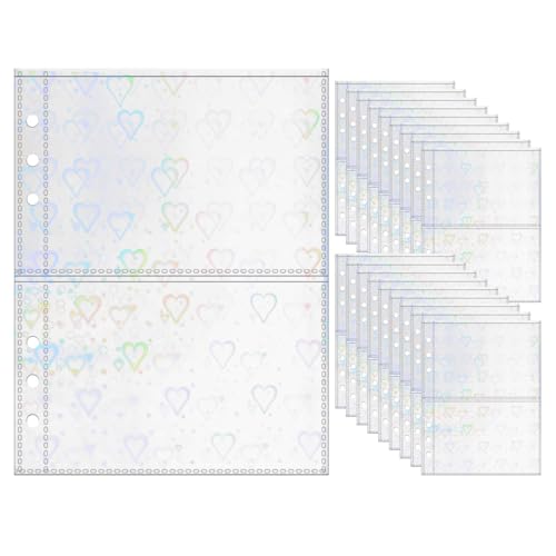 A5-Fotokartenhüllen, mattiert, 13 x 9,4 cm, 2 Taschen, Bildkarten-Einsätze, Love Flashing, transparent, PP-Fotoalbum, Nachfüllseiten für 6-Ringbücher (Love Flashing, A5-2Pocket), 20 Stück von MEI YI TIAN