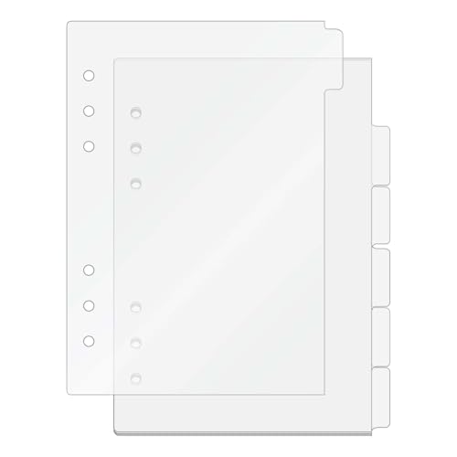 A5 Ordner-Trennblätter, Planer-Einsätze, 6 Registerkarten, transparenter Acryl-Index-Trenner, 6 Blatt, nachfüllbare Seitenschutz für 6-Ringbuch-Notizbuch (A5) von MEI YI TIAN